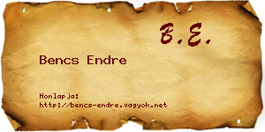 Bencs Endre névjegykártya